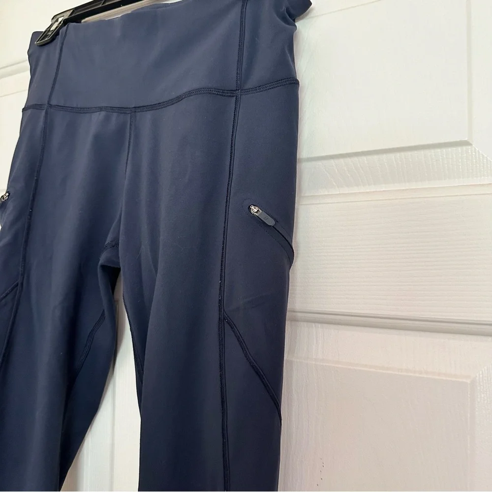 Lululemon Full Length Navy Blue Tights Leggings Zippers Pockets Size 8 - Picture 3 of 7